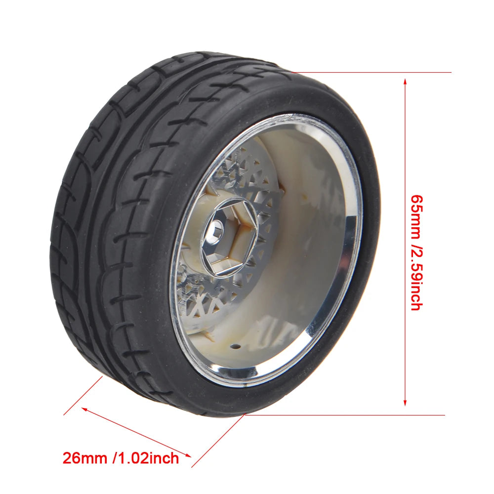1/10 On Road Tire 12mm HEX Wheels Tyre for 1:10 Scale RC Touring Racing Car Tamiya TT02 Wltoys HPI Traxxas Kyosho Accessories