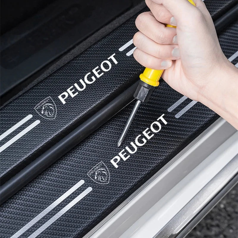 Car Accessories Car Door Sill Protector Welcome Pedal Decoration Leather Stickers For New Peugeot 206 208 207 3008 308 2008 107