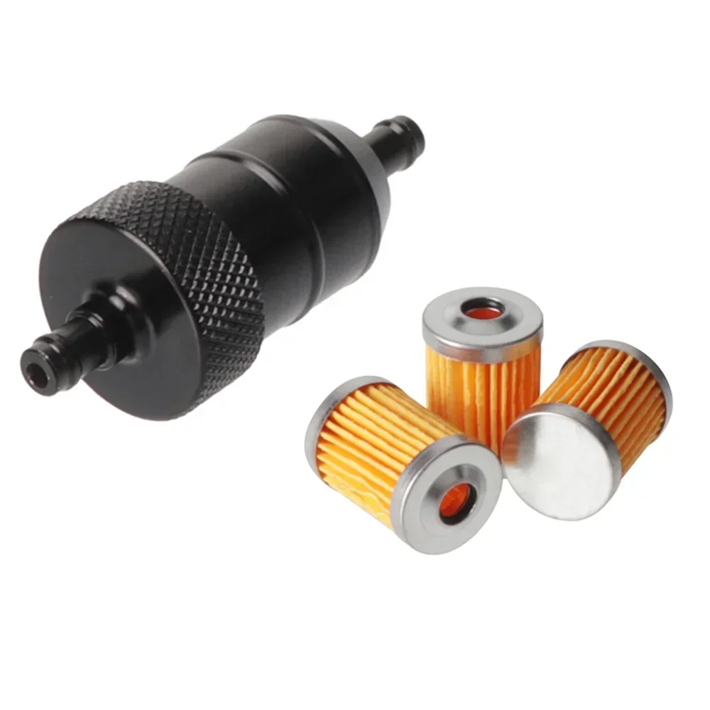 8mm CNC Aluminum Gasoline Cleaner +3/5 Pieces Reusable Cleanable Fuel Filter Motorcycle ATV Quad Inline Oil and Gas Fuel Filter