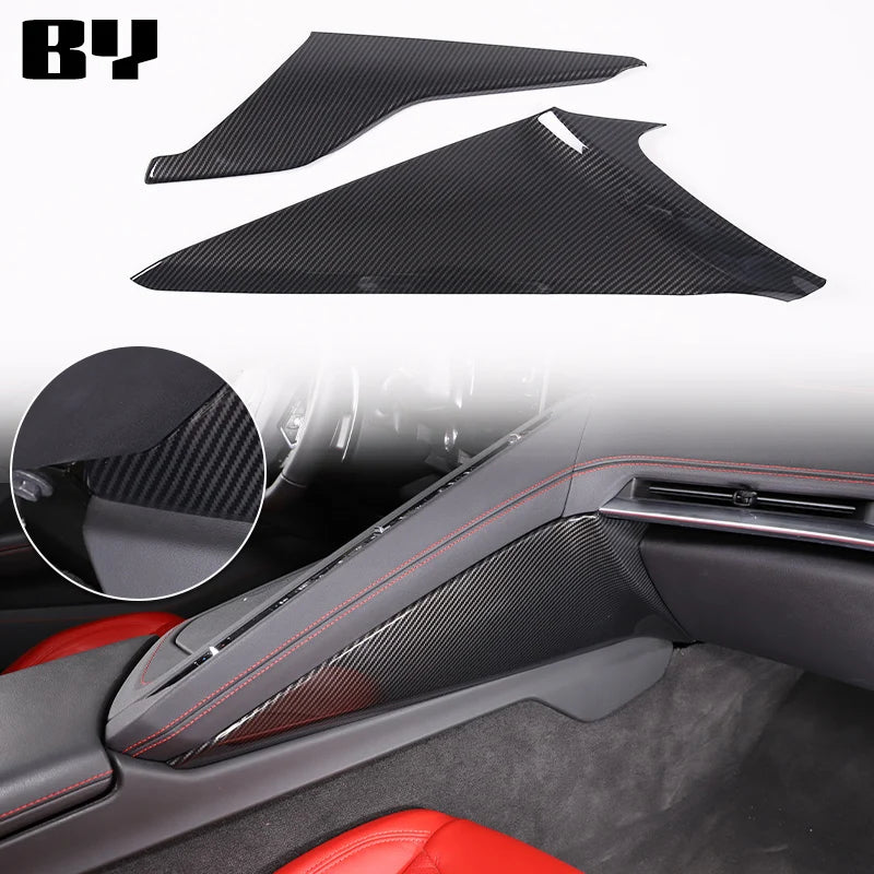 For Chevrolet Corvette C8 2020-2024 Car Accessory ABS Carbon Fiber Car Console Gear Shift Panel Cover door armrest Trim Sticker
