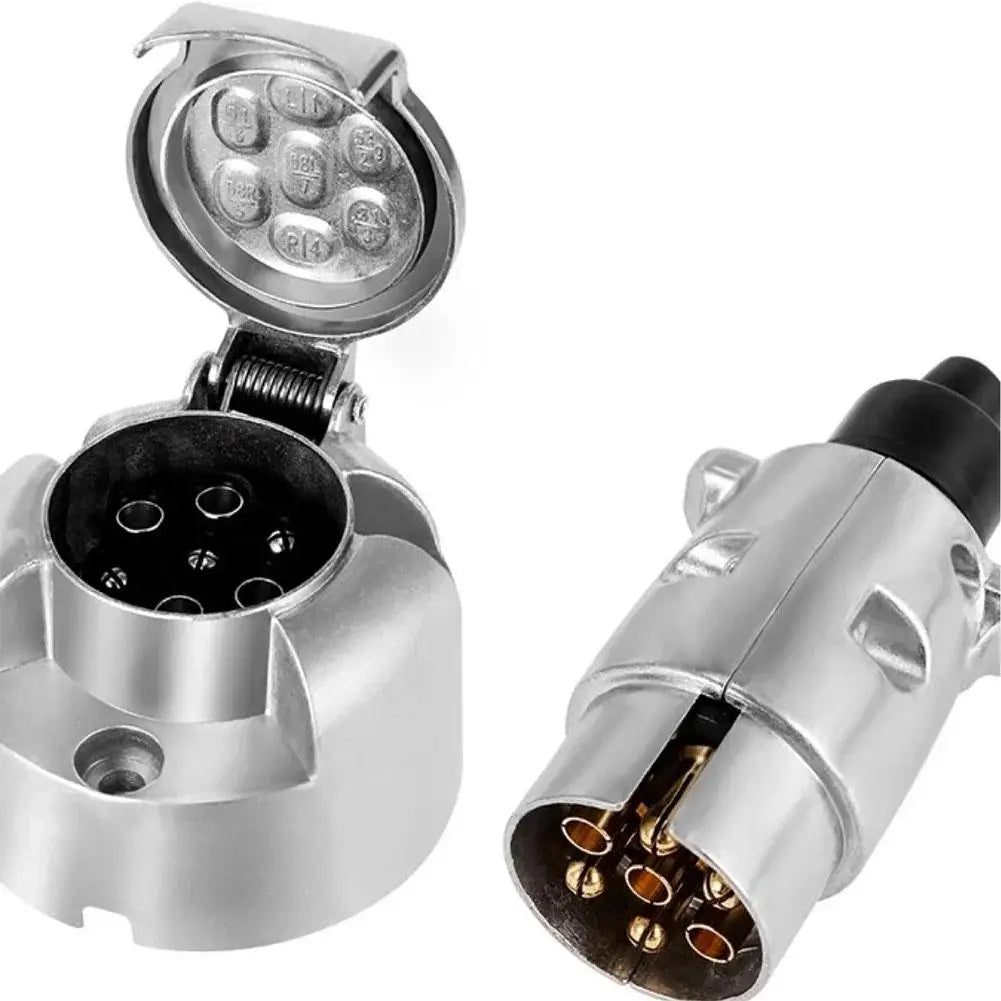 Trailer Truck Towing Electrics 12V Connector Durable 7 Pin Aluminium Alloy Plug  EU Plug Professional Replacement For Truck