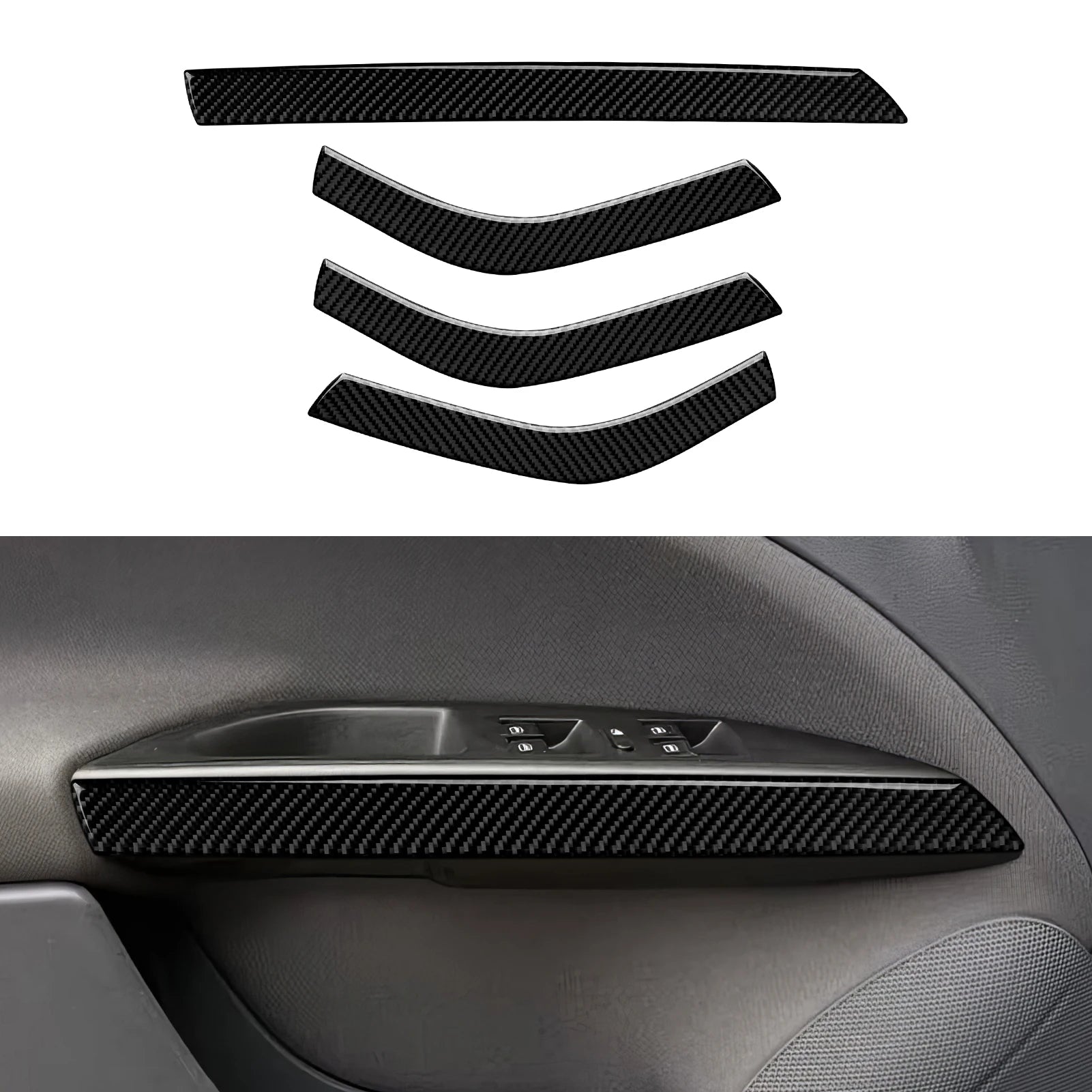 For Seat Altea Toledo (2004-2015) Trim Accessories, Carbon Fiber Interior Sticker, Car Door Armrest Panel Decoration Strip.