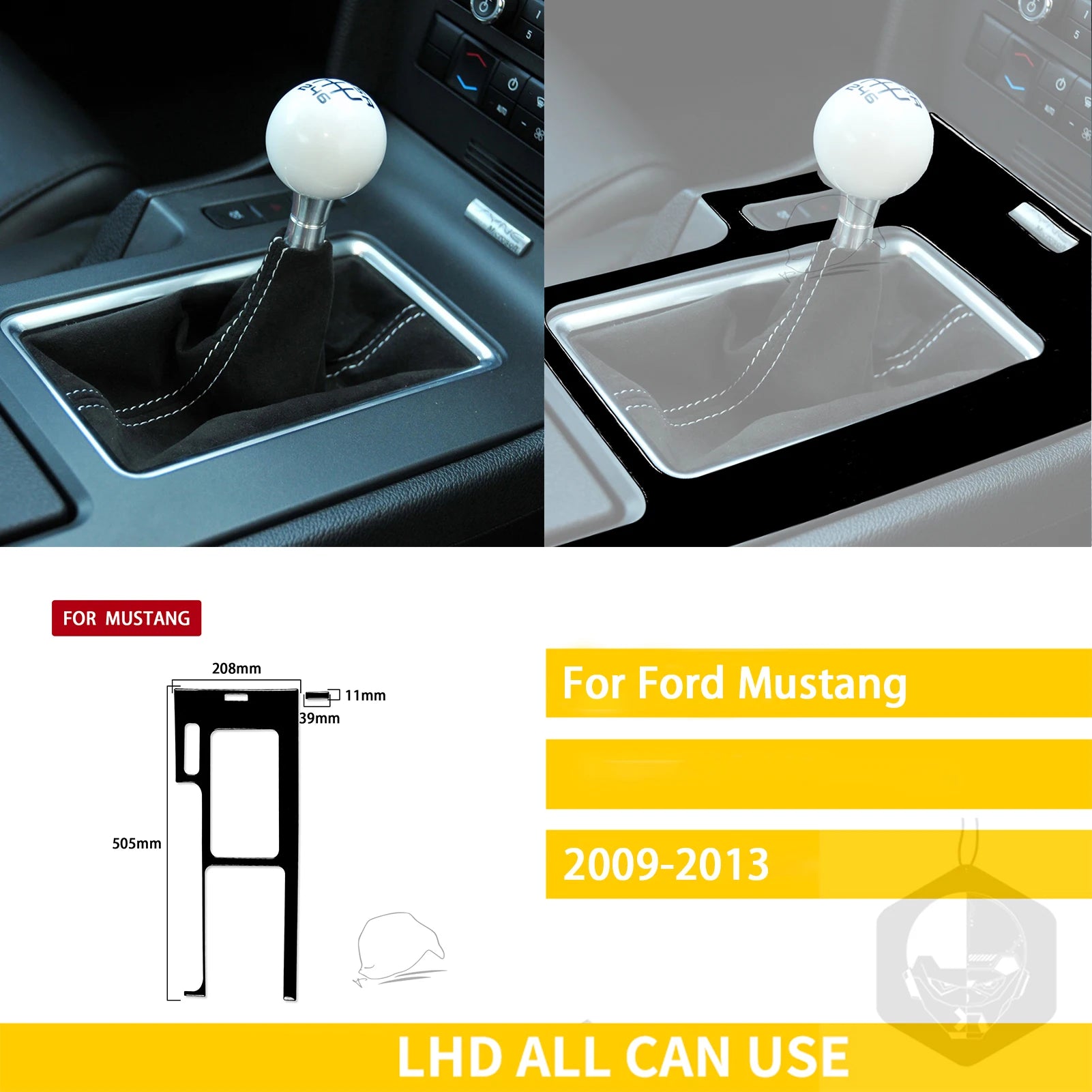 For Ford Mustang 2009-2013 Accessories Car Plastic Black Interior Door Panel Gear Cupholder Air outlet Trim Sticker Decoration