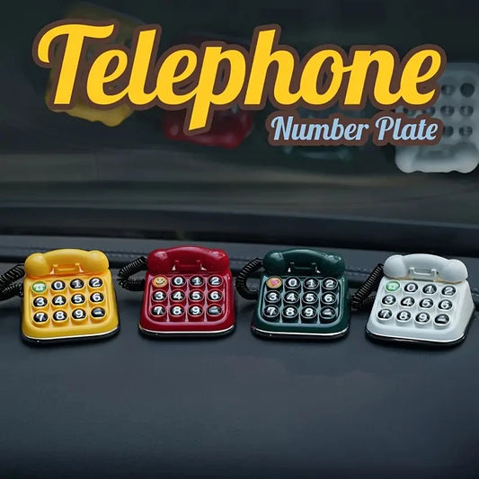 Retro Telephone Car Temporary Parking Number Plate ABS+PC Material Cute Auto Accessory for Car Decor & Parking Convenience