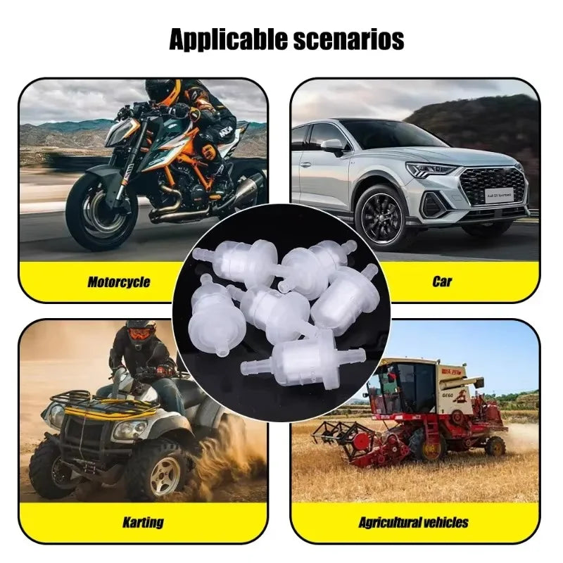 Plastic Fuel Gas Fuel Filter 110/125/150/175/200 Displacement for Atv Dirt Bikes Go Karts Scooters Etc Universal Car Accessories