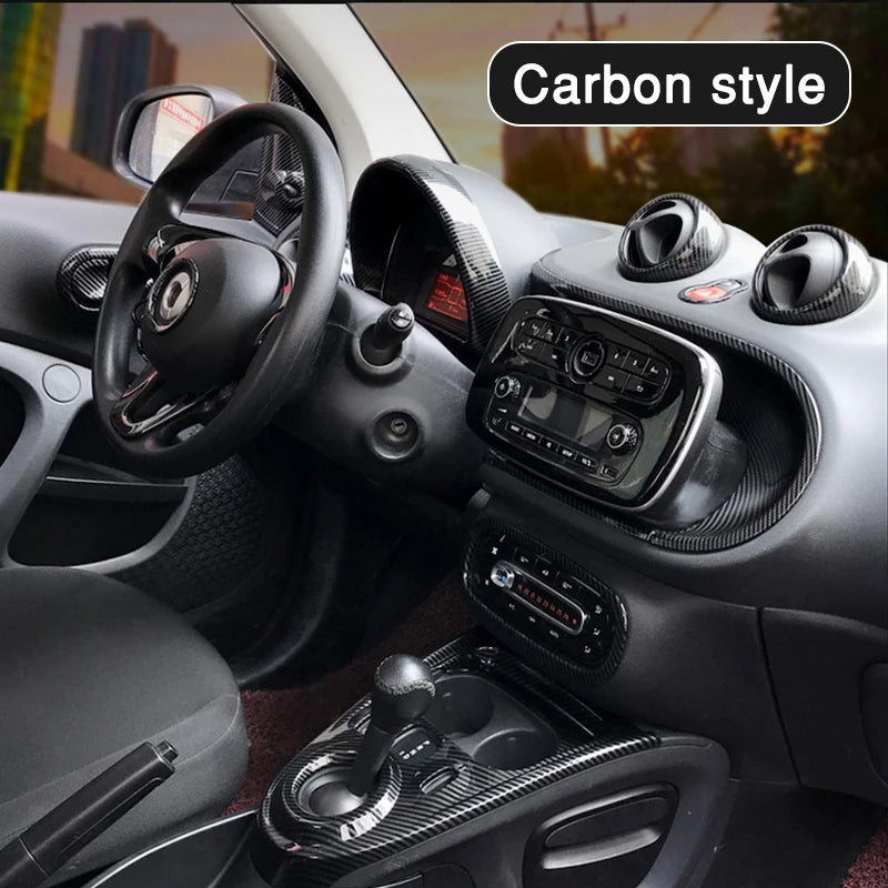 Carbon Car Interior Decoration Accessories ABS Protection Modification Sticker For Smart 453 Fortwo Forfour Car Exterior Styling