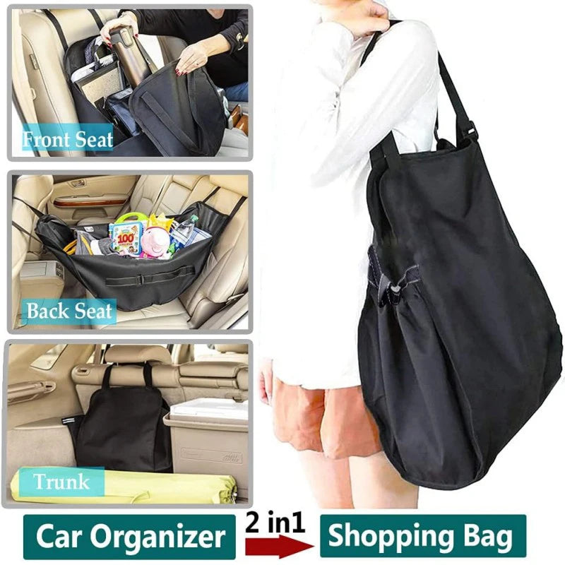 Car Backseat Organizer Portable Hammock Storage Bag Seat Back Front Trunk Organizer Reusable Shopping Bags With Large Capacity