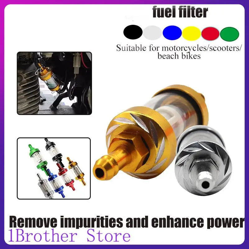 8mm CNC Aluminum Alloy Glass Gas Fuel Gasoline Oil Filter Moto for Dirt Pit Bike 125/140/150/160cc CRF70 90 110 TTR100 110 KLX65