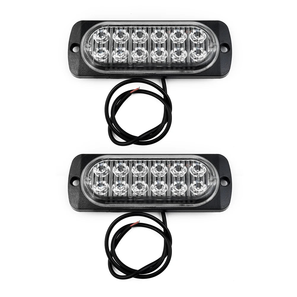 2Pcs 12V-24V Universal Car Rear Red Fog 12 Led Lamp Light      For Truck Car Van Bus Cab LED Urgent Light Automobile Accessories