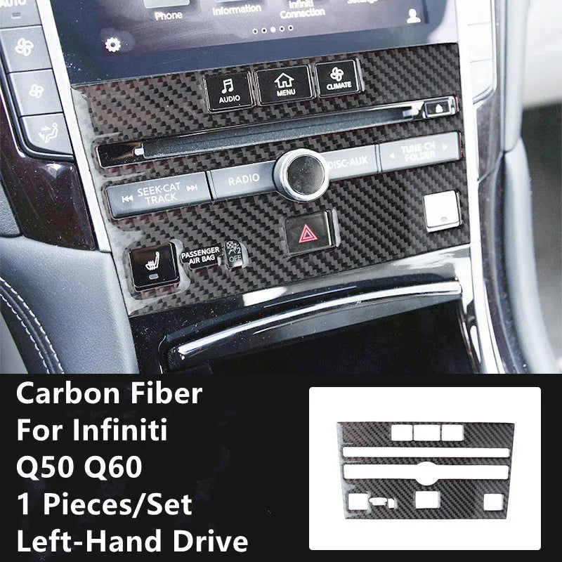 Carbon Fiber Car Interior Modification Cover Trim Strips Decorative Stickers For Infiniti Q50 Q60 Car Styling Inner Accessories