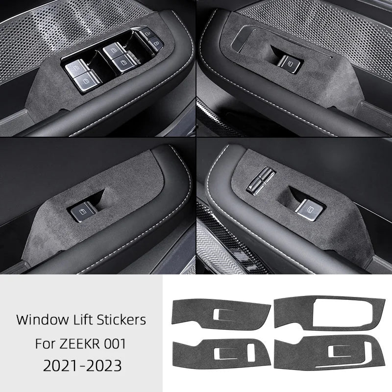 For ZEEKR 001 2021 2022 2023, A lcantara Car Interior Overlay Accessories Car Gear Shift Panel Armrest Lid Rear Air Outlet Frame