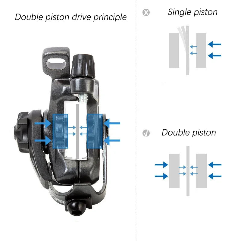 Frenos de disco de doble accionamiento TOOPRE MTB de doble pistón rojo/negro para sistema DA6S, aluminio fundido a presión, frenado instantáneo, pastillas resistentes al desgaste