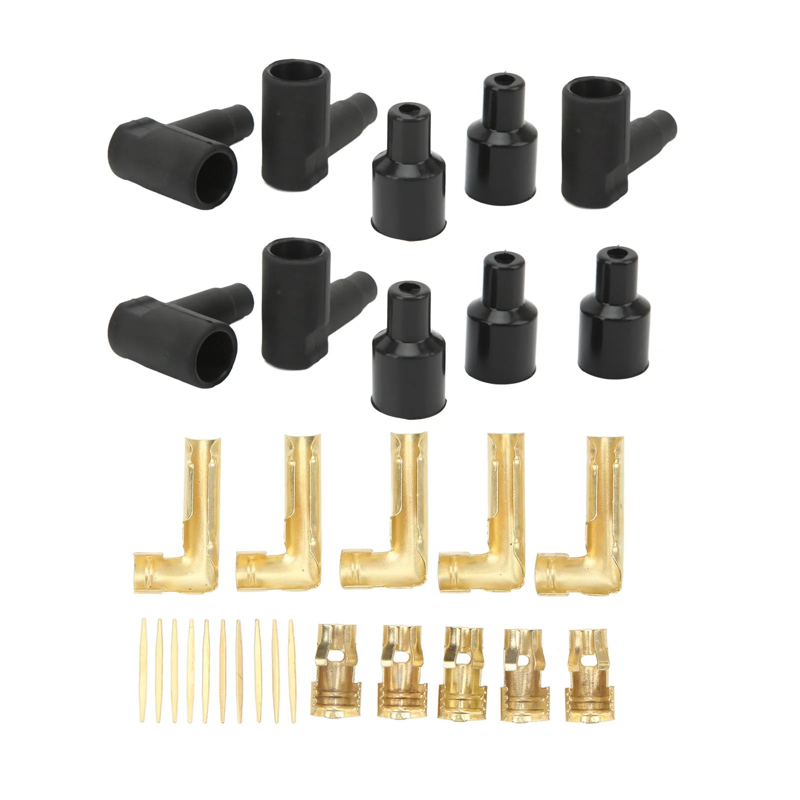 30PCS Spark Plug Coil Wire Boot Black Rubber Material Terminal Kit Fit for 6‑10mm Wires new