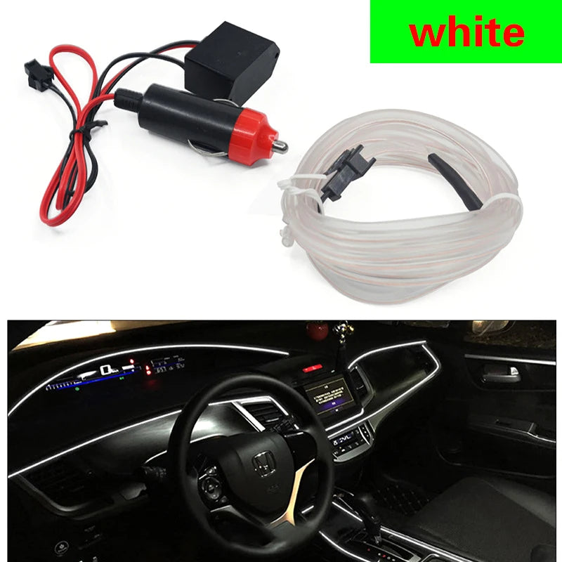 LED Car Ambient Lamp Car Interior Decoration Light Cold Light Strips  Waterproof Dashboard Console Lamp1/2/3/4/5M 12V Universal