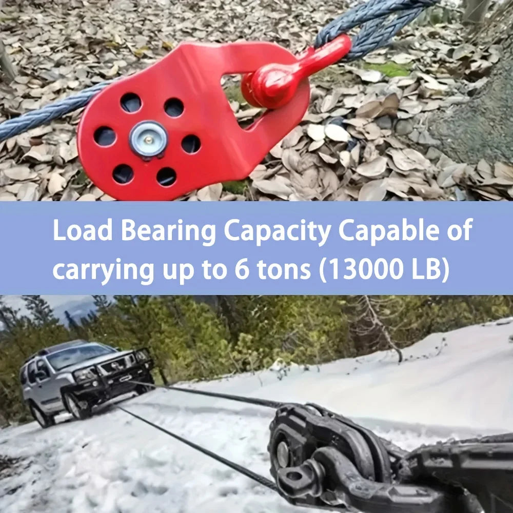 6T Heavy Duty Recovery Winch Snatch Block Towing Pulley Block Offroad Recovery Accessory for Truck Tractor UTV ATV