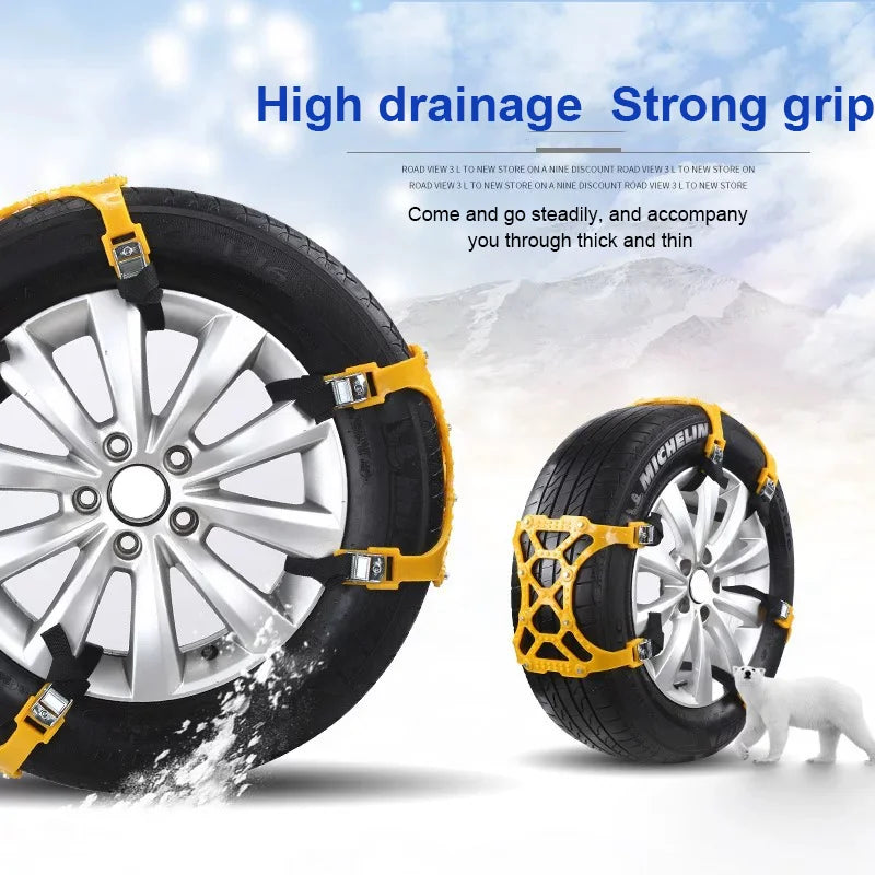 Car Snow Tire Chains Mud Tyre Wheels Thick Anti-Skid Belt For Car/SUV/Truck Portable Easy to Mount Emergency Traction Car