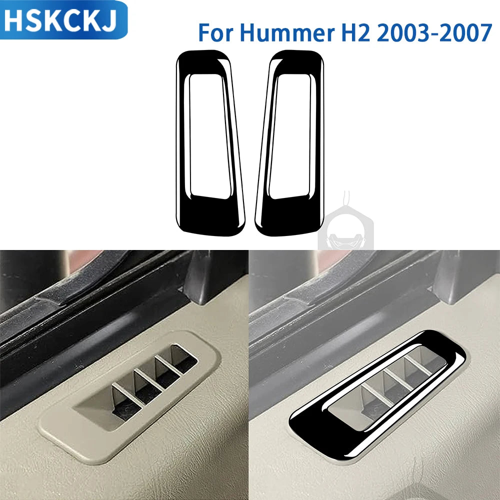 Para Hummer H2 2003 2004 2005 2006 2007 Accesorios para el coche Marco de salida de ventilación de la puerta interior Cubierta embellecedora Pegatinas Modificación