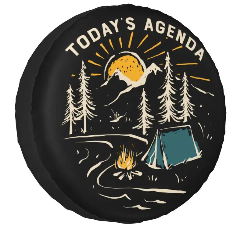 Funny Adventure Camper Travel Tire Cover for Car Wheel Protector Covers Universal for Trailer SUV Truck Camper Travel Trailer