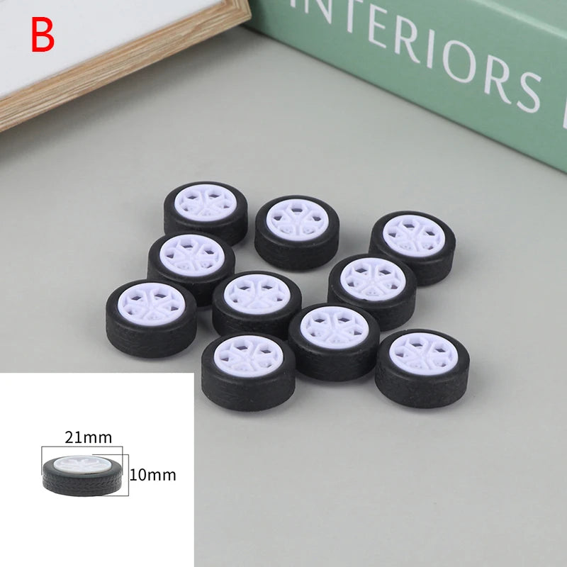 10PCS PC Toy Wheel Rubber Rim Tyres DIY Mini Technology 4WD Colorful Tires Hole Dia 2mm 2.5mm 3mm For RC Model Cars Parts