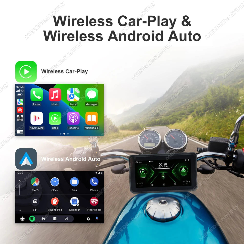 Wireless CarPlay Moto Android Auto 6“ Portable Digital Motorcycle Dashboard GPS Navigation Display Screen Monitor Optional TPMS