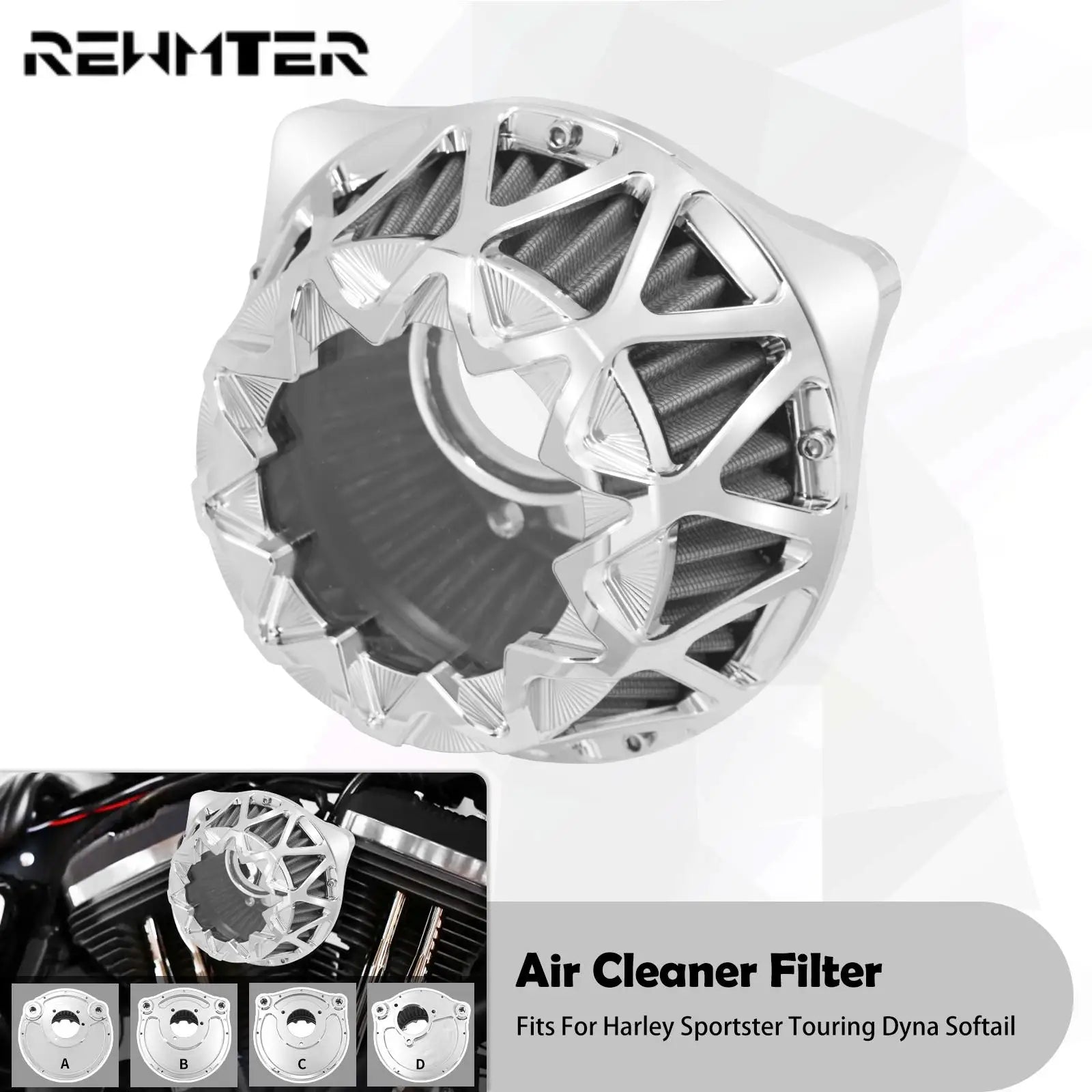 Motorcycle Air Cleaner Intake Filter Chrome For Harley Touring Electra Road Glide Dyna FXDLS Softail FLSTNSE Sportster XL48 883
