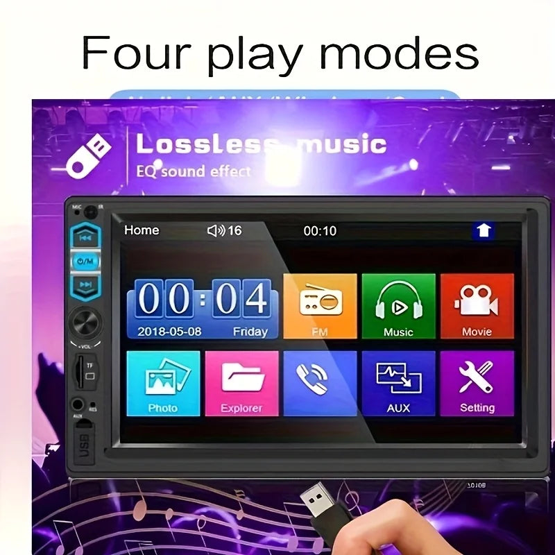 7-Inch HD Touch Screen Double Din Car Video MP5 Player AUX/USB/SD Digital Display, 7 Color Light, Car Radio