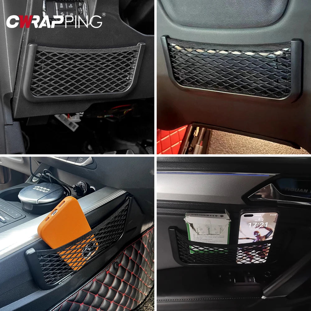 Car Organizer Mesh Storage Bag Net Pocket Mobile Phone Holder Multi Function Car Storage Net for RV Truck SUV Car Accessories