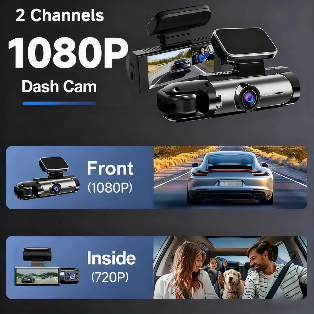Dash Cam for cars 1080P Car DVR Video Recorder Dual car camera Front Inside View Camera Loop Recording WiFi Monitor Dashcam
