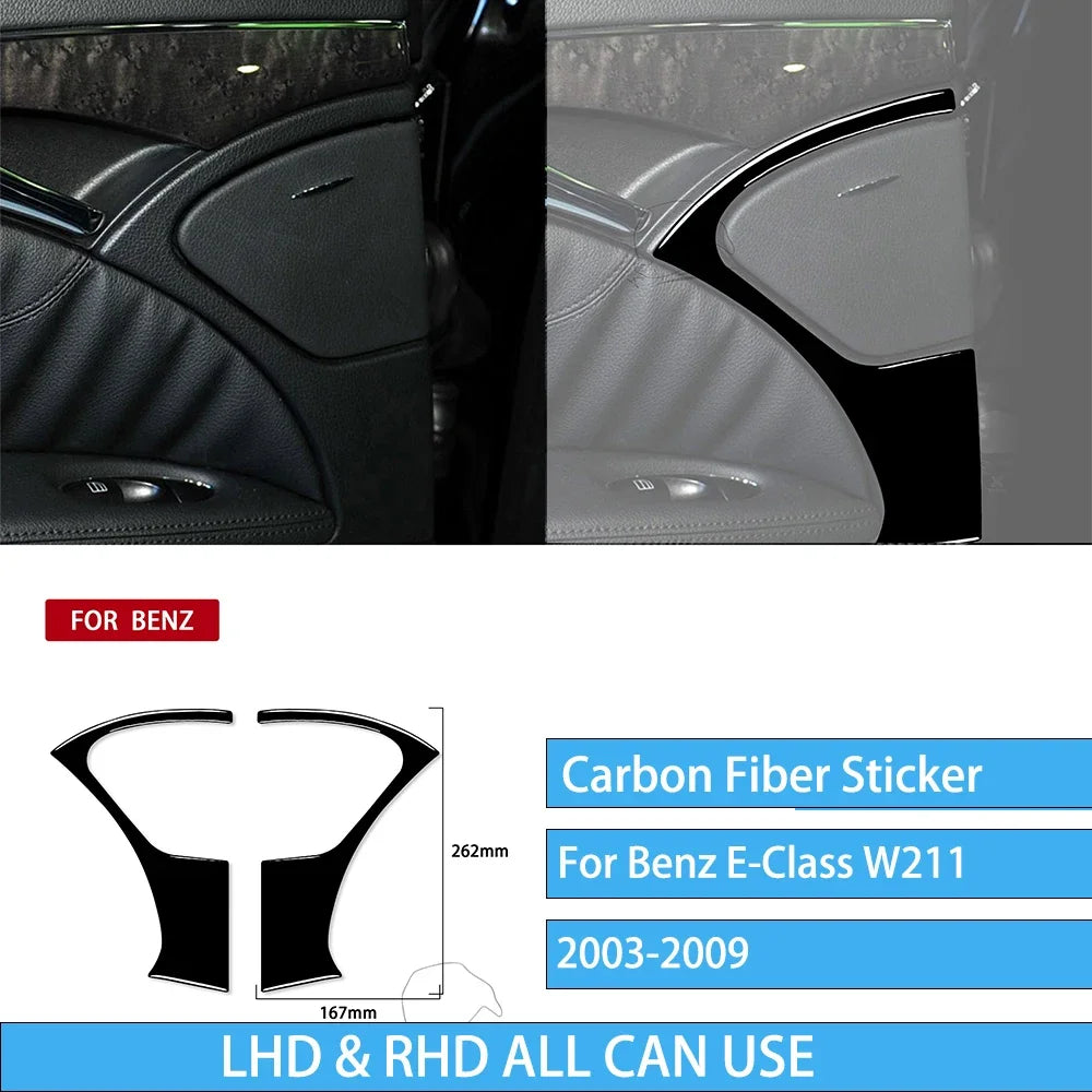 For Mercedes W211 E Class Accessories Interior 2003-2009 Co-pilot Storage  Speedometer Headlight Dashboard Stickers Piano Black