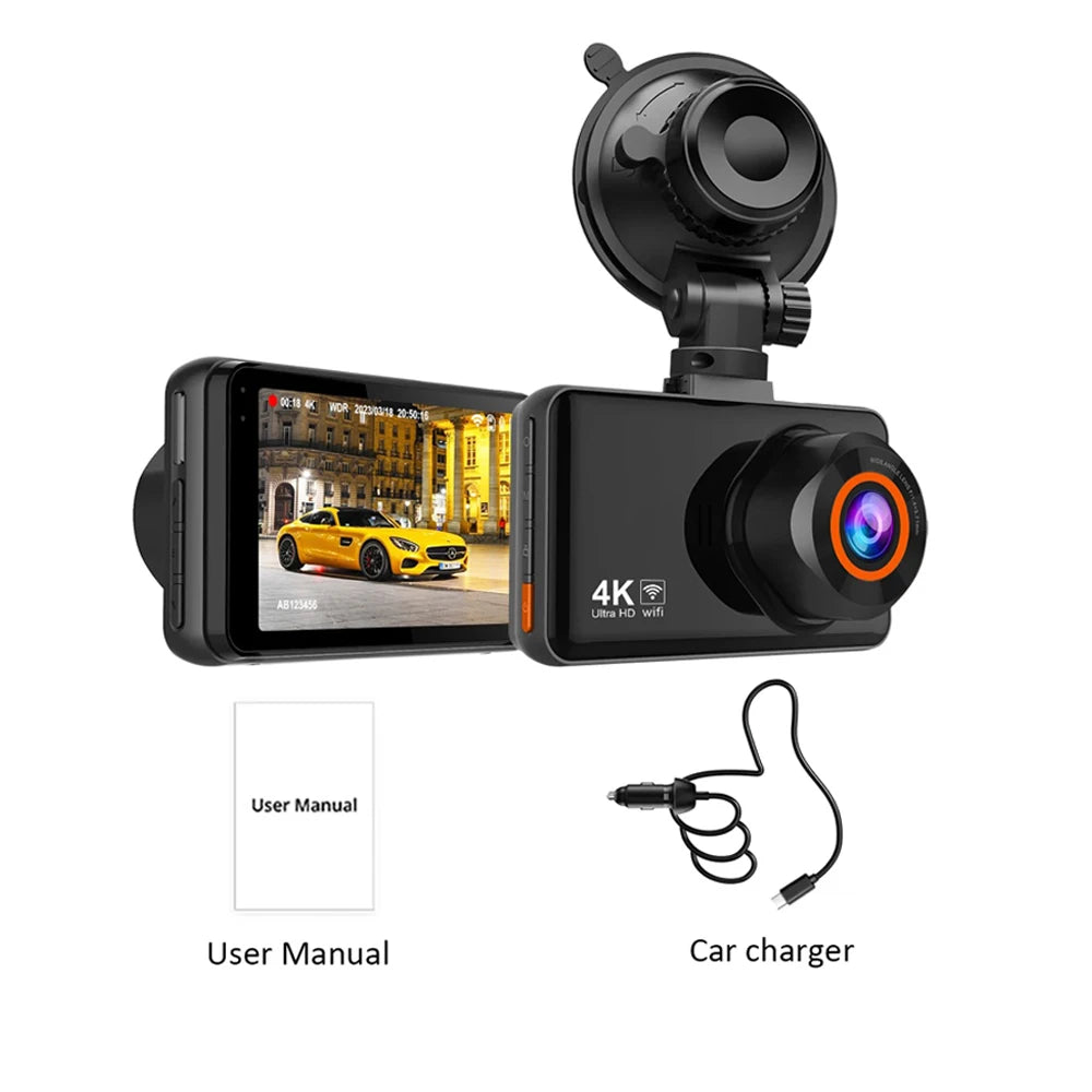 Dash Cam for Cars 4K Front Rear Camera Car DVR for Vehicle Video Recorder Rear View Camera Parking Monitor WiFi Dashcamera