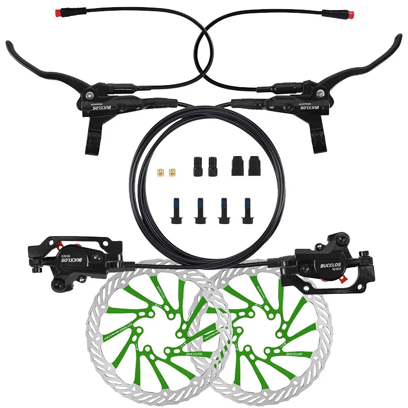 BUCKLOS Electric Bike Hydraulic Brakes Power Off Electric Scooter Brake Set 2 Piston E-Bike Disc Brake Set Folding Bike Brakes