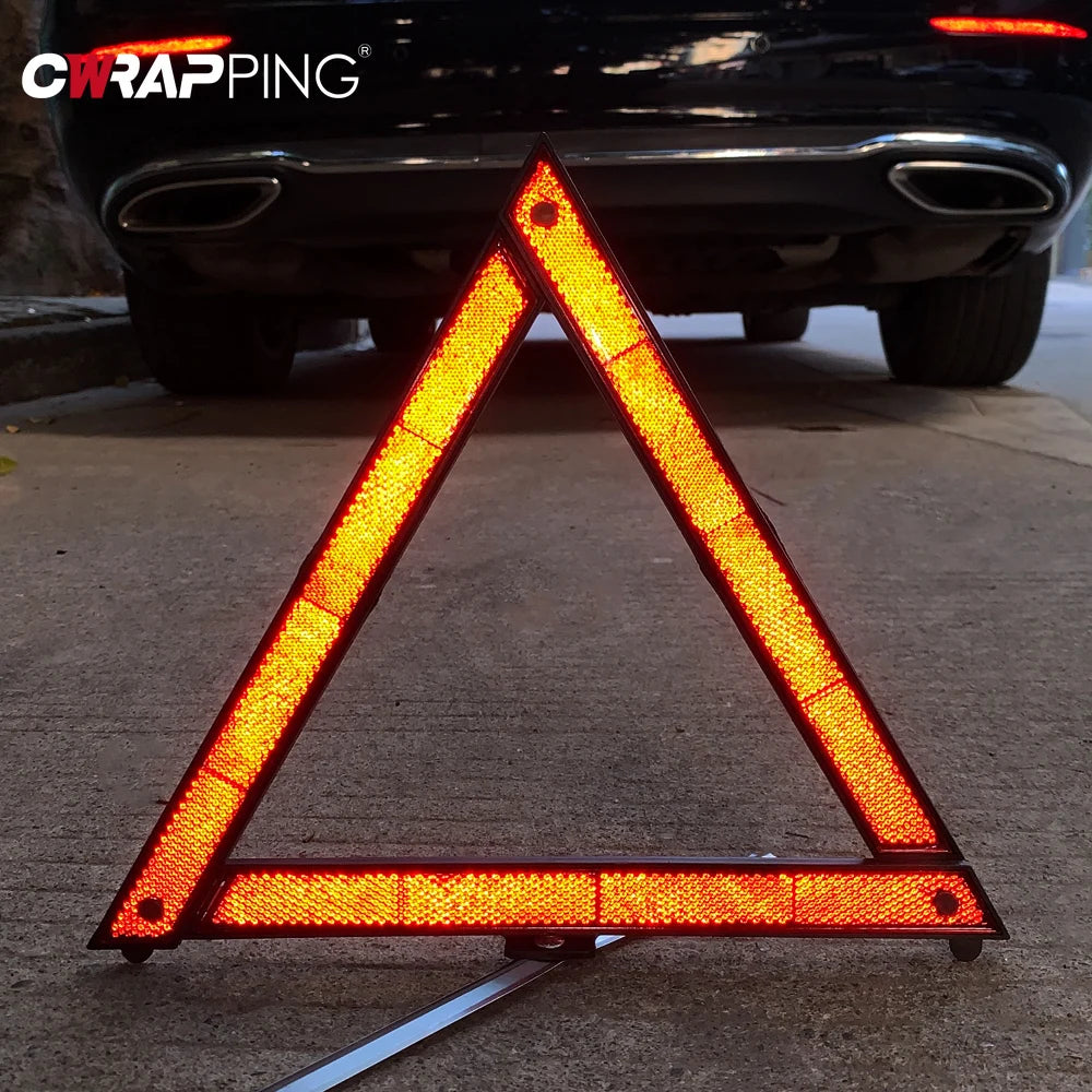 Señal reflectante de advertencia de emergencia para coche, trípode triangular plegable, para remolque, camión, autocaravana, accesorios para coche