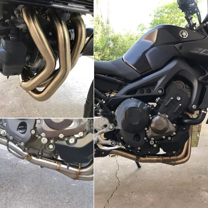 Motorcycle Exhaust Full System Escape For MT09 FZ09 MT-09 FZ-09 Tracer 900 Header Loop Front Pipe carbon fiber Muffler Slip-On