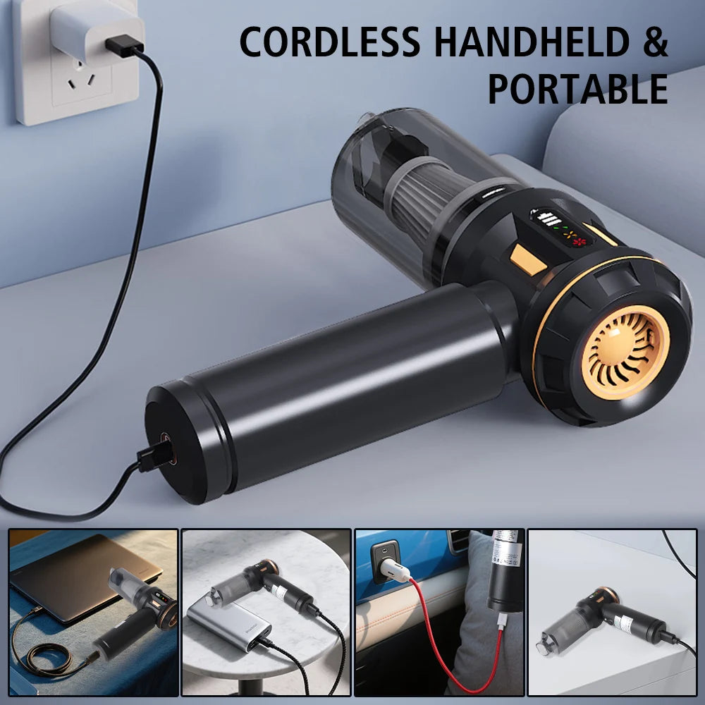 4 In 1 Car Vacuum Cleaner Handheld Vaccum Cleaners Wireless Air Duster LED Indicator Quick Inflation Strong Blowing/Suction