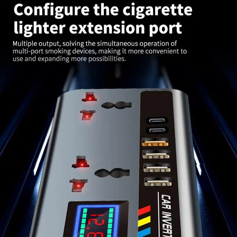 Car Inverter Outlet Car Converter 12V/24V to 220V Fast Charging Ports Portable Automotive Charger Inverter 3 USB Ports