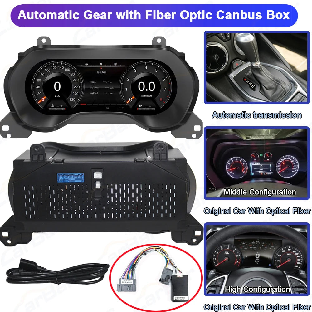 12.3" LCD Dashboard Screen For Chevrolet Camaro 2015-2023 6th Generation Car Digital Instrument Cluster
