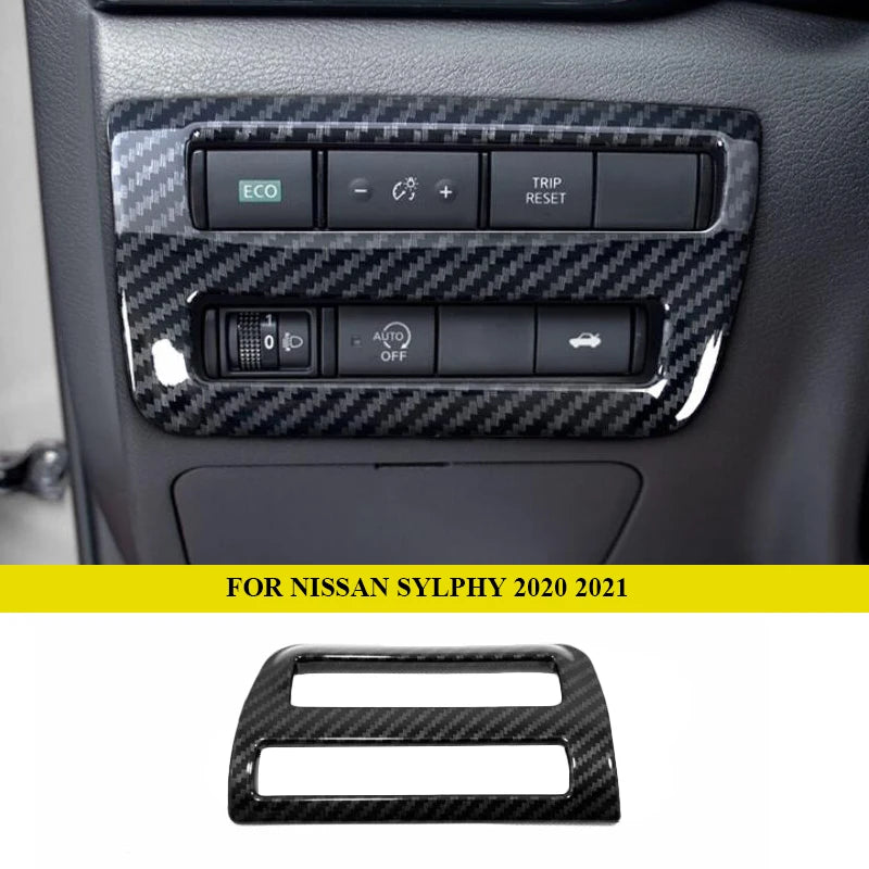 Car Interior Accessories For Nissan Bluebird Sylphy 2020 2021 2022 ABS Carbon Fiber Front Center Air Outlet Vent Cover Trim