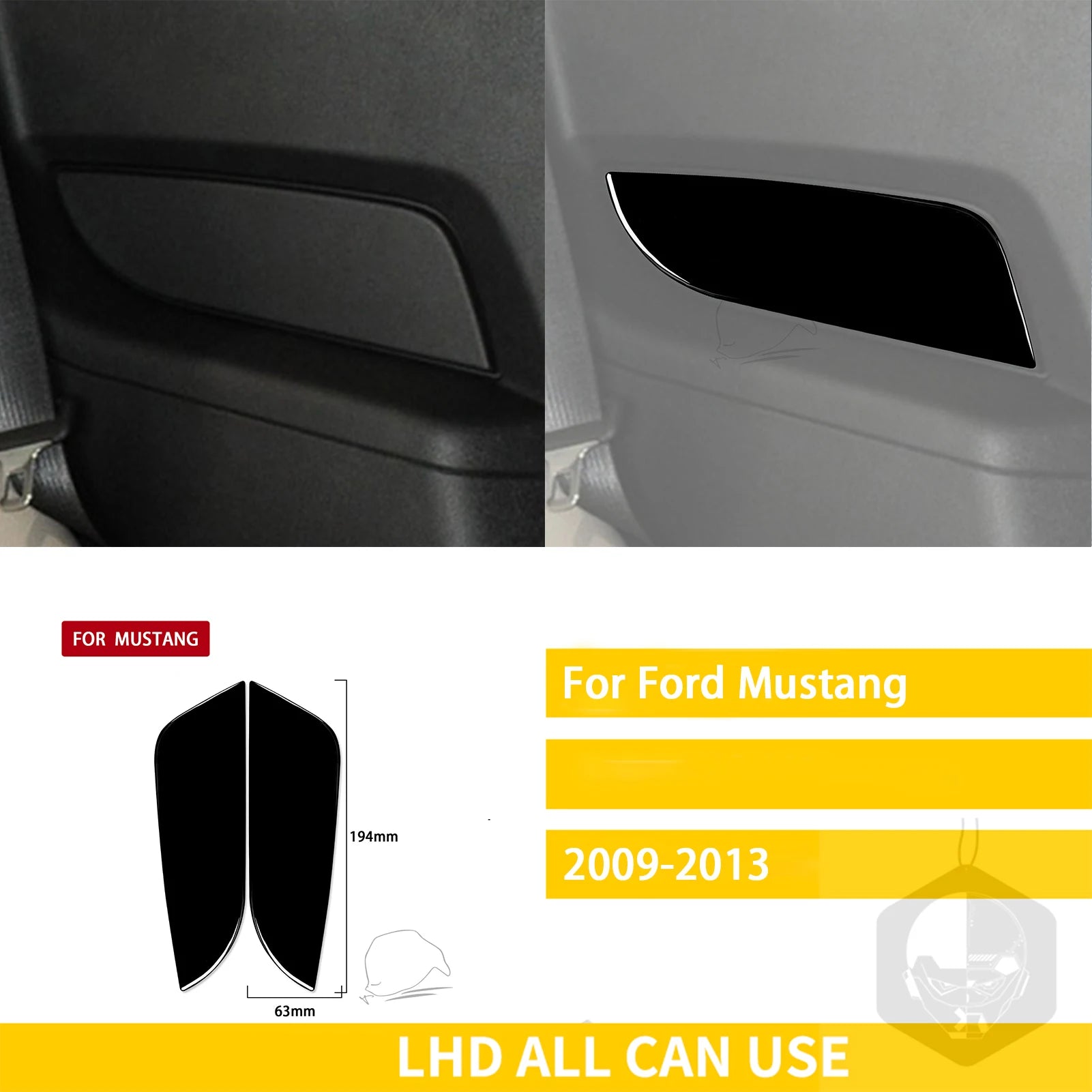 For Ford Mustang 2009-2013 Accessories Car Plastic Black Interior Door Panel Gear Cupholder Air outlet Trim Sticker Decoration
