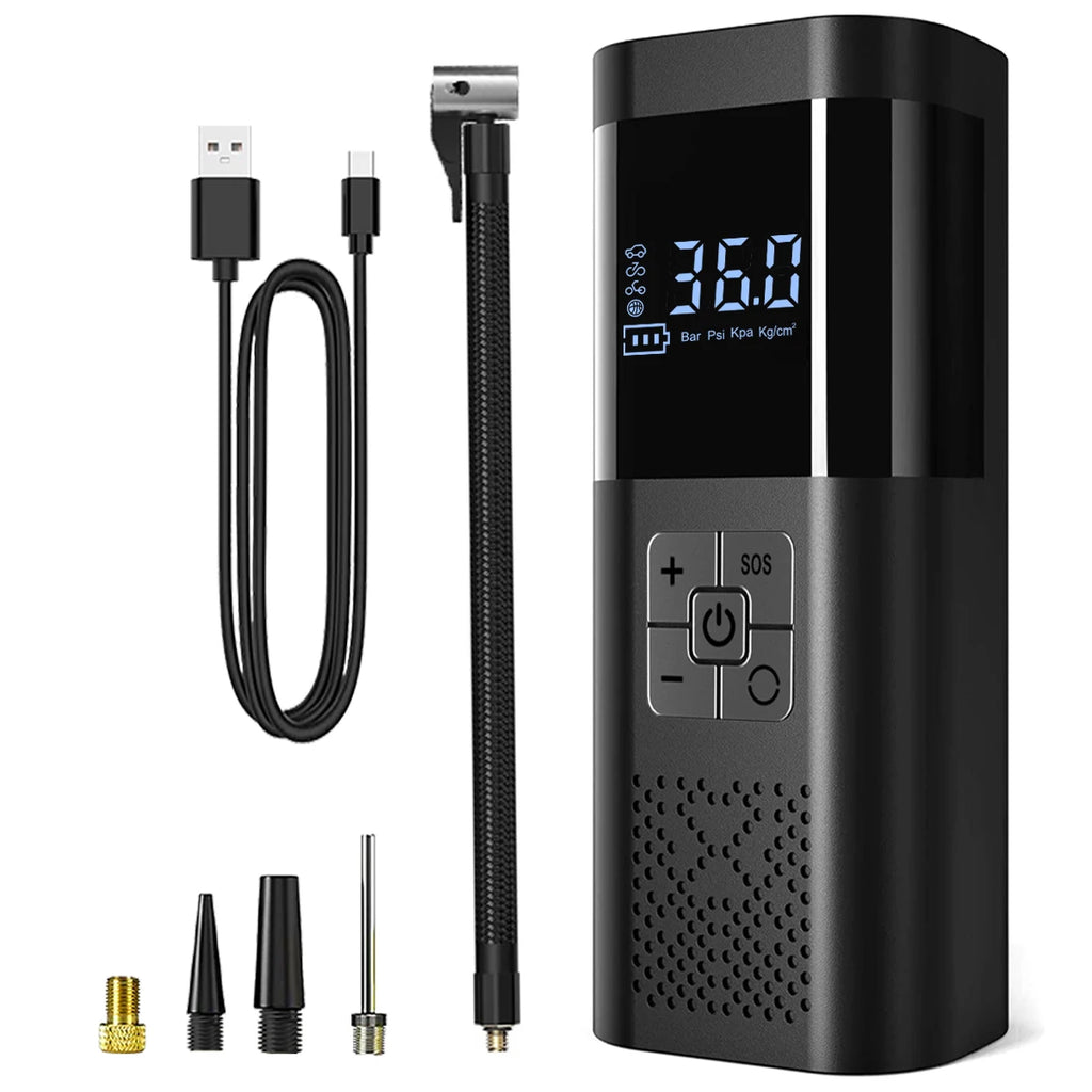 150PSI 3X Faster Cordless Tire Inflator-Portable Air Compressor w/Digital Gauge,LED Light for Car,Bike,Motorcycle & Sports Balls