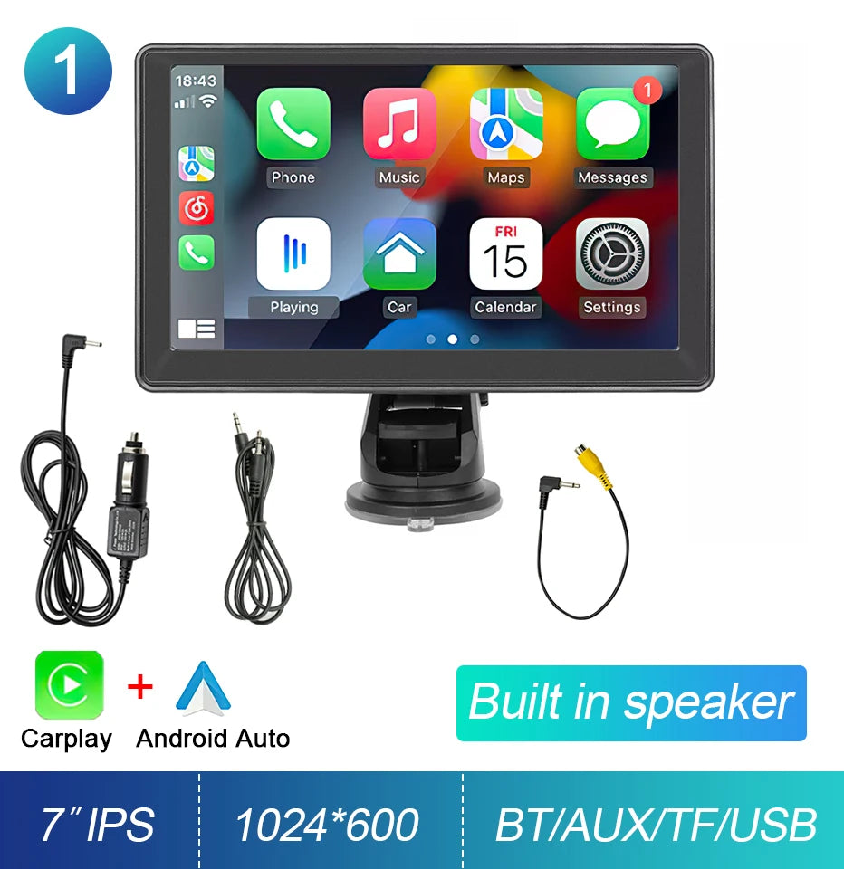 Portable Touch Screen 7inch IPS CarPlay Android Auto Car Radio Multimedia Video Player GPS Navigation  Wifi  Rear View Camera
