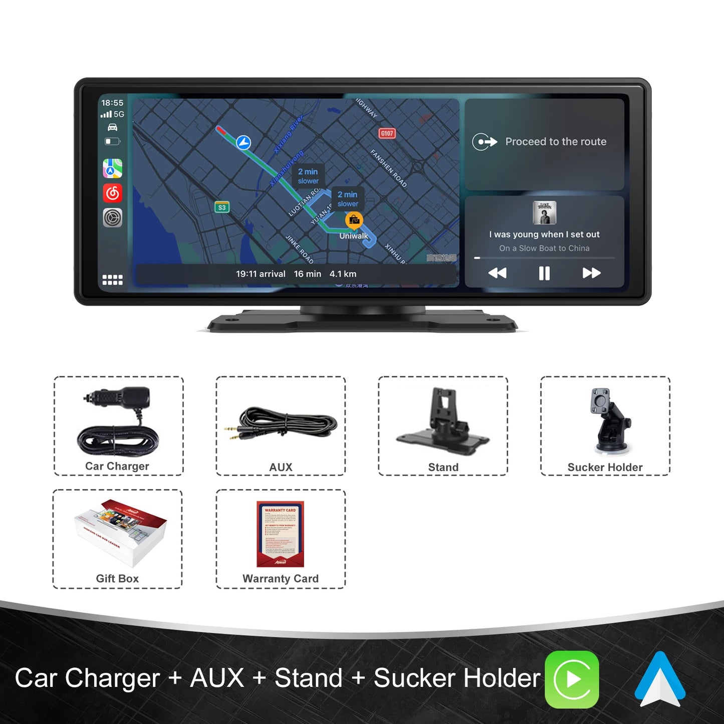 New Trend 10.26 Inch Carplay Android Auto Smart Screen  Built In 5G Hz WiFi BT Support BT Audio Airplay Miracast Car Dashboard