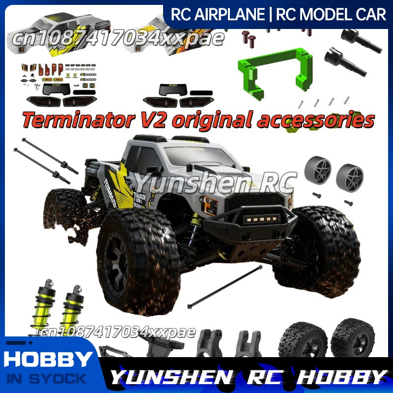 Terminator Original Accessories, Car Shell Simulation Parts, Shock Absorbers, Tires, Wheel Hubs, Servo Mounts, Cvd, Etc