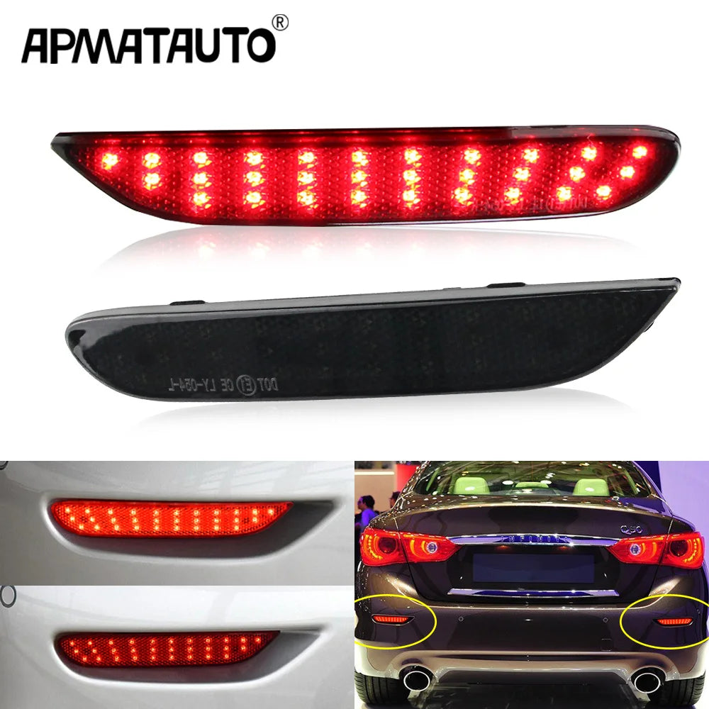LED Rear Bumper Reflector Lights For Nissan X-trail T32 Rogue Qashqai J11 Leaf Pathfinder Infiniti Q50 QX60 JX35 2014 2015 2016