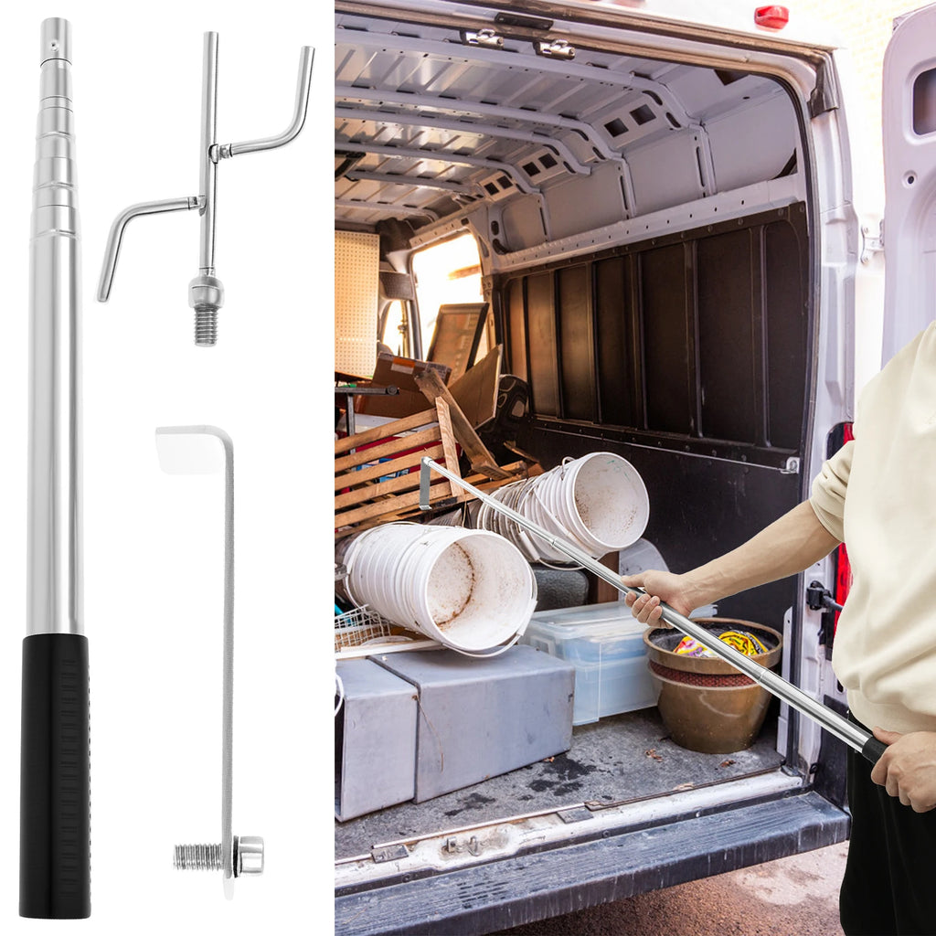 Ergonomic Telescoping Truck Bed Retriever Tool Stainless Steel Truck Cargo Grabber With Anti Slip Rubber Grip for Trucks Garages