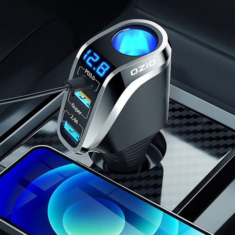 Car USB Socket Power 66W Automobile Charge Quick Car Charger QC3.0/PD Port Phone Charger Socket DC 12V/24V