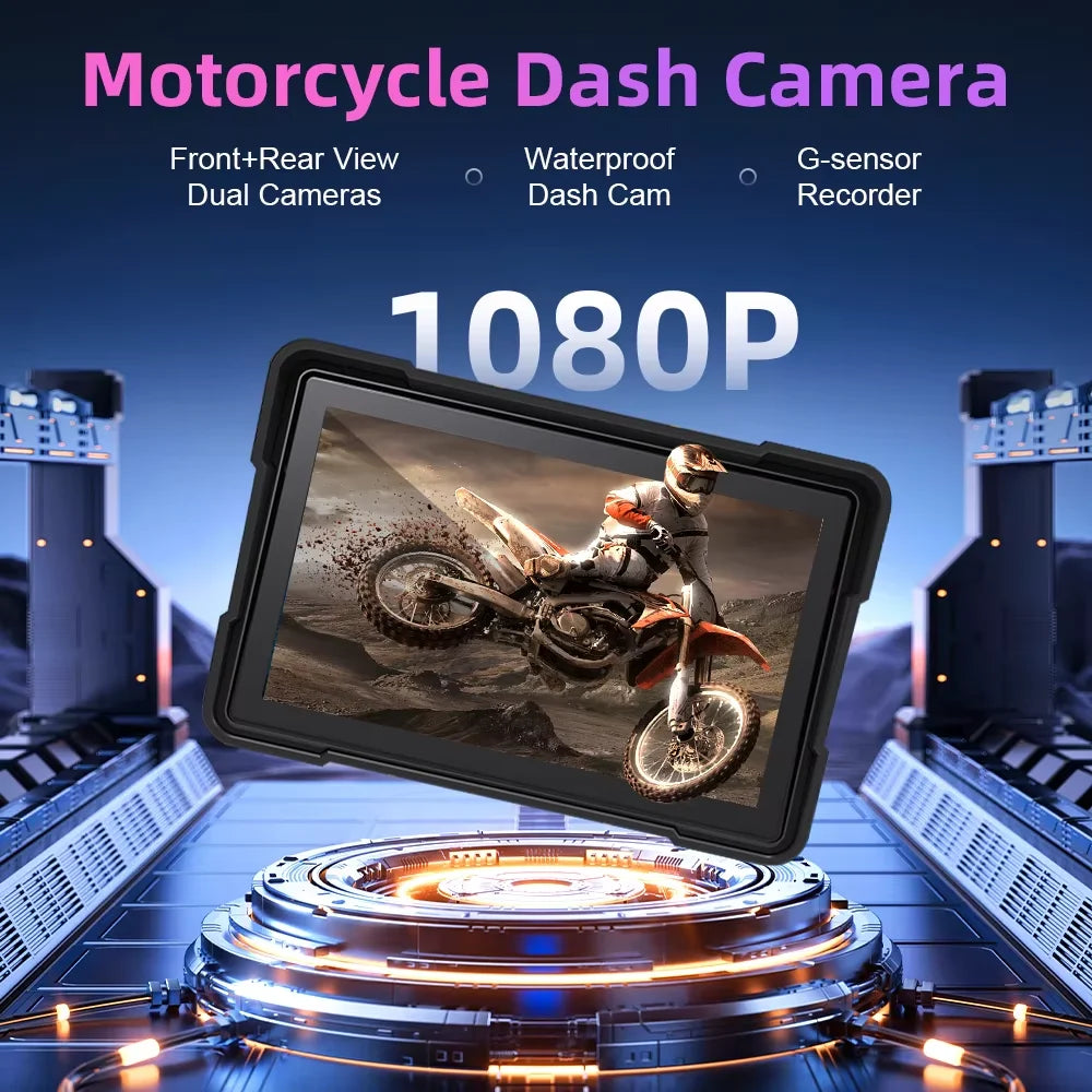 Motorcycle Navigation 6 inch Screen 1440*720P GPS Wireless CarPlay Android Auto Motorcycle GPS Motor DVR Monitor TPMS Optional