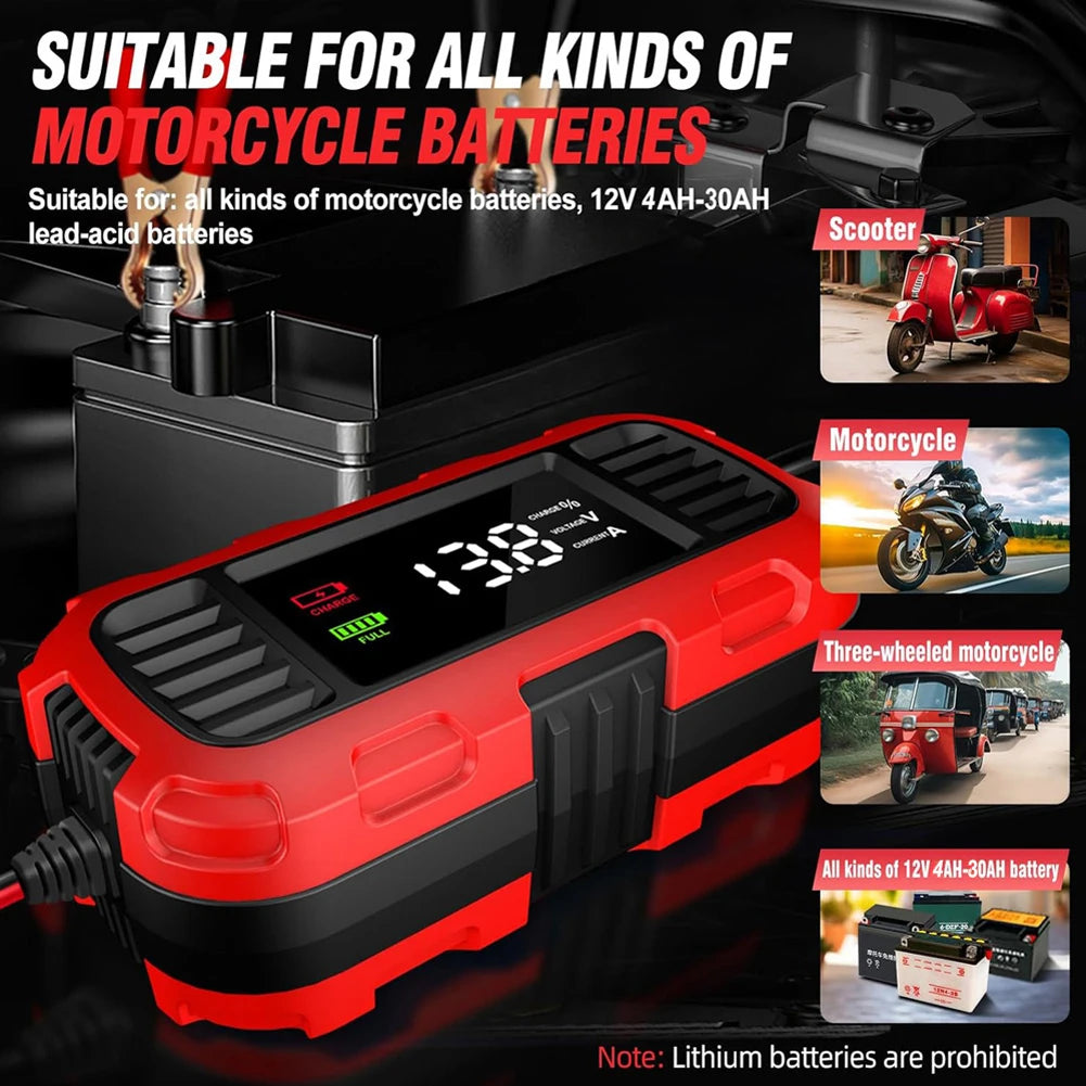12V 2A Car Battery Charger Car Motorcycle Lead Acid Battery Charger Fully Automatic Battery Charger for Car Truck Battery