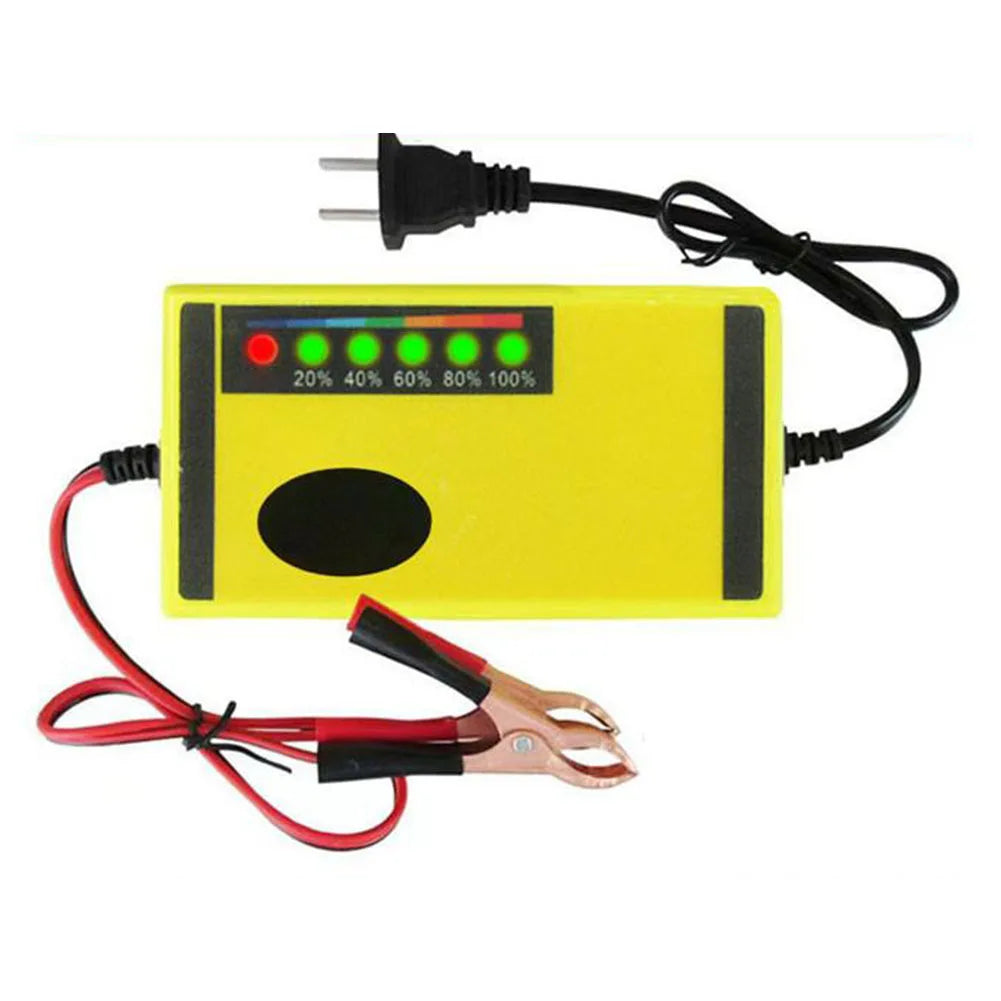 DC 12V / 2A Car Battery Charger Fast Charging Car Motorcycle Battery Charger Acid Battery Charger ABS Yellow