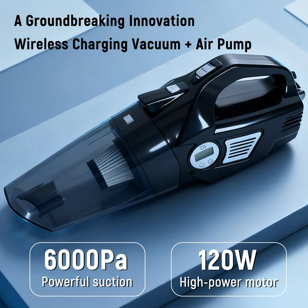 Wireless/Wired Car Vacuum Cleaner Car Tire Inflator Strong Suction Handheld Home Car Vacuum Cleaner Multi-functional with Light