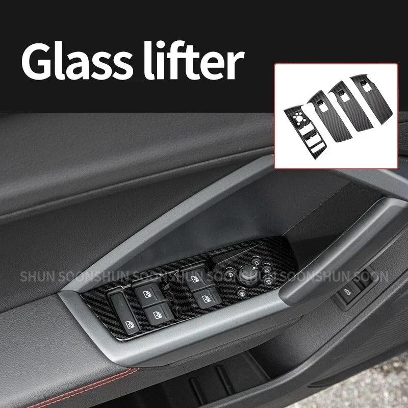 Car Interior for Audi Q3 F3 2019 2020 2021 2022 2023 Carbon Fiber Pattern Center Console Panel Decoration Accessories